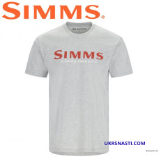 Футболка Simms Logo T-Shirt Grey Heather - Crimson размер M